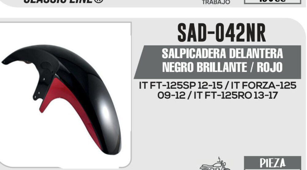 SALPICADERA DELANTERA NEGRO BRILLANTE / ROJO