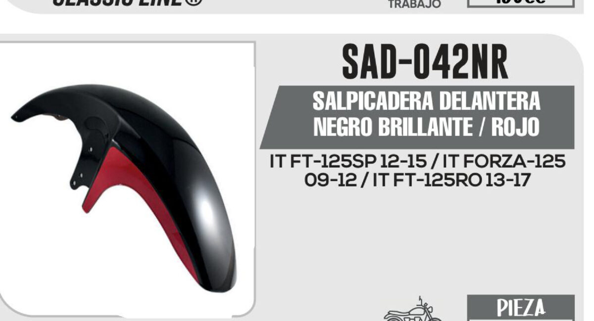 SALPICADERA DELANTERA NEGRO BRILLANTE / ROJO