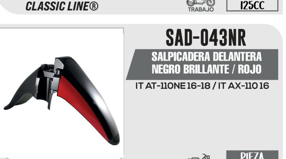 SALPICADERA DELANTERA NEGRO BRILLANTE / ROJO