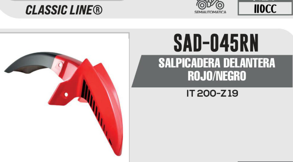 SALPICADERA DELANTERA ROJO/NEGRO