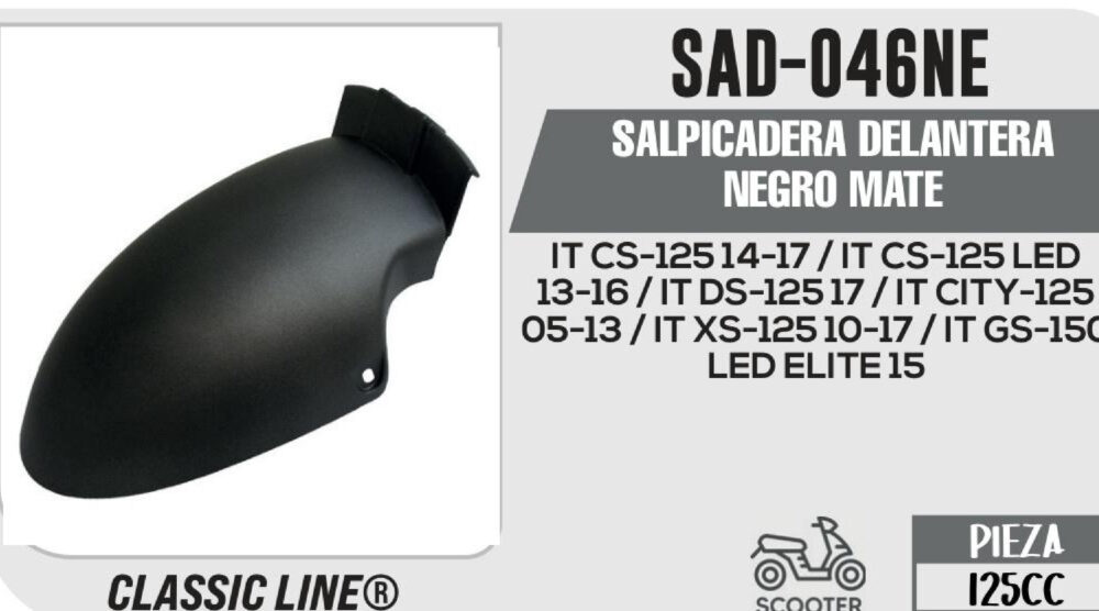 SALPICADERA DELANTERA INFERIOR NEGRO MATE