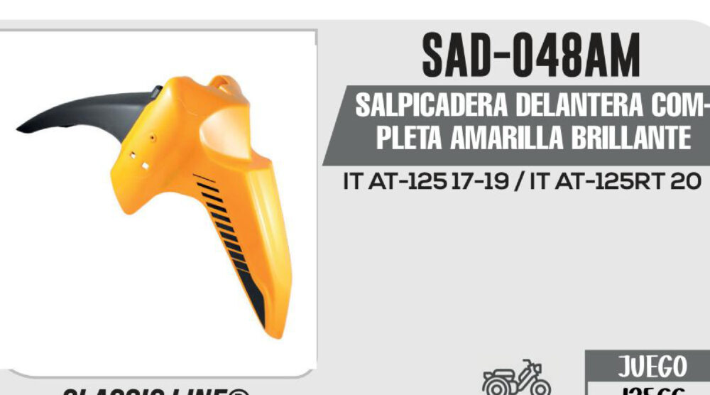 SALPICADERA DELANTERA COMPLETA AMARILLA BRILLANTE