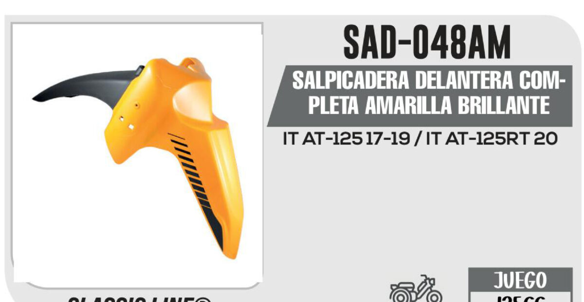 SALPICADERA DELANTERA COMPLETA AMARILLA BRILLANTE