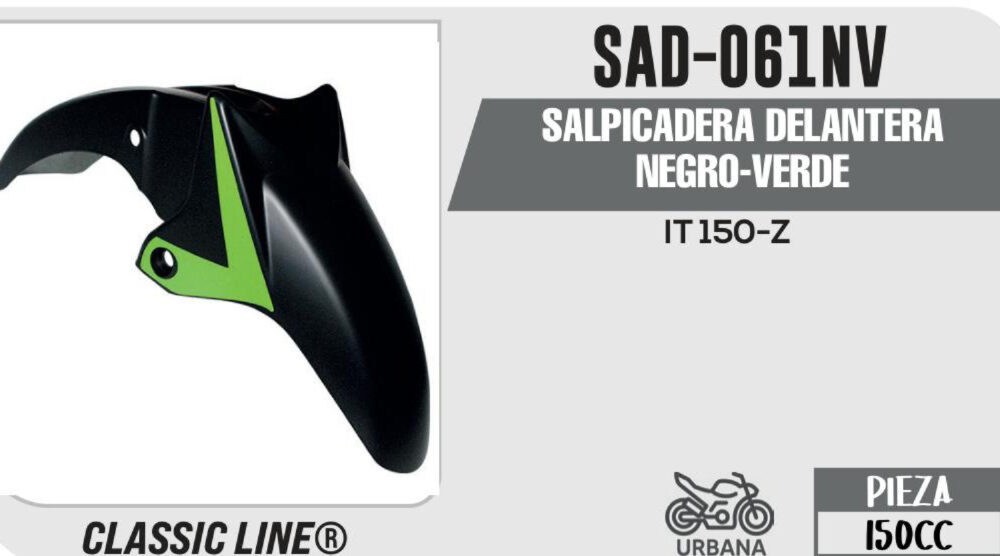 SALPICADERA DELANTERA NEGRO-VERDE