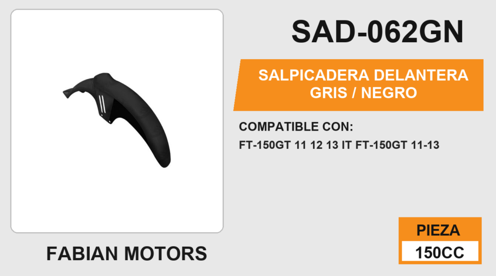 SALPICADERA DELANTERA GRIS / NEGRO
