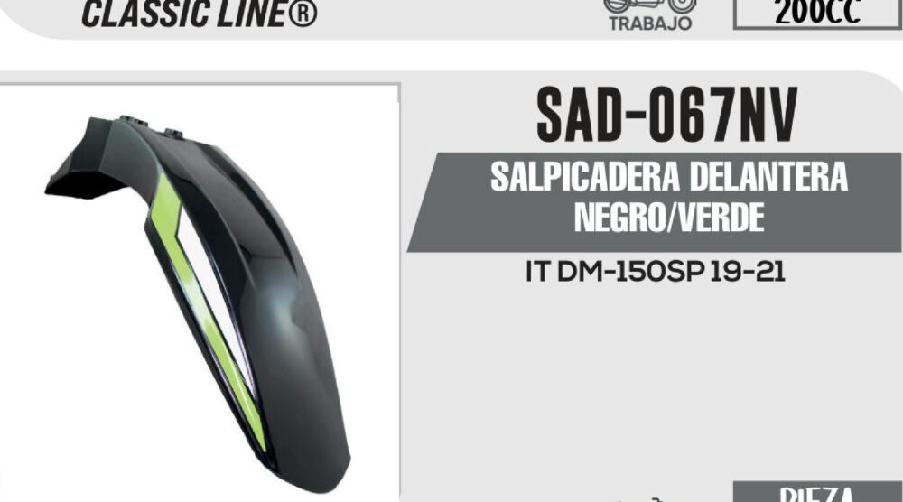 SALPICADERA DELANTERA NEGRO/VERDE