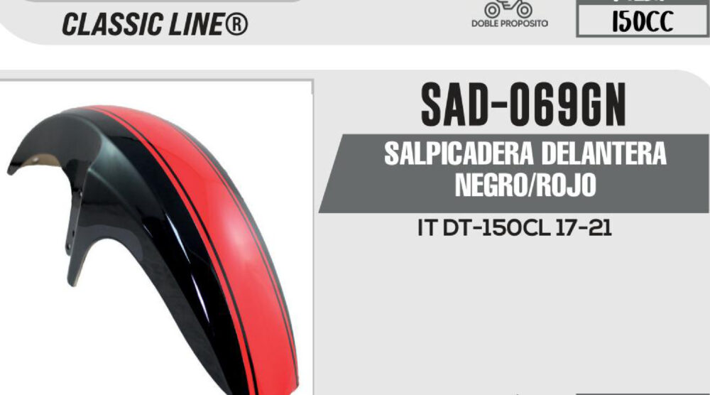 SALPICADERA DELANTERA NEGRO/ROJO