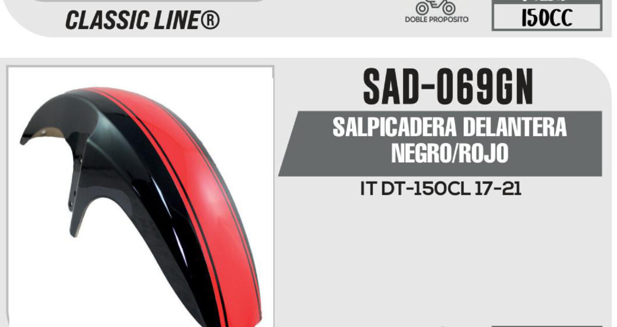 SALPICADERA DELANTERA NEGRO/ROJO