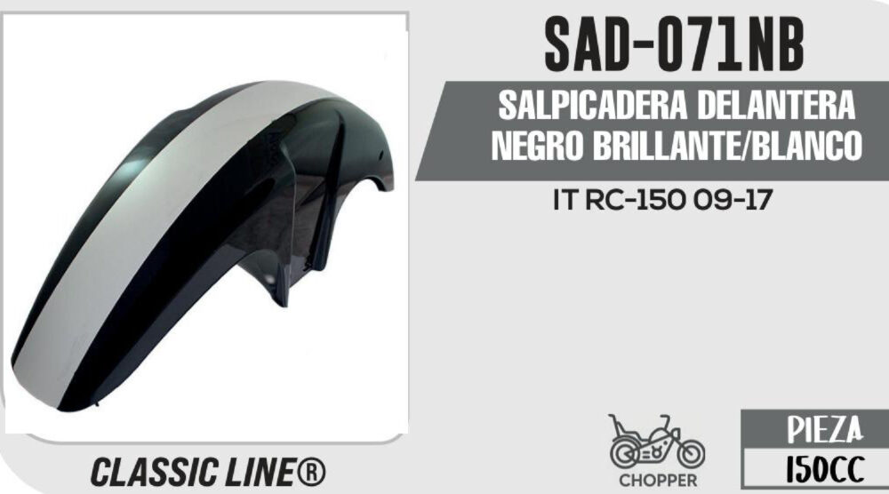 SALPICADERA DELANTERA NEGRO BRILLANTE/BLANCO