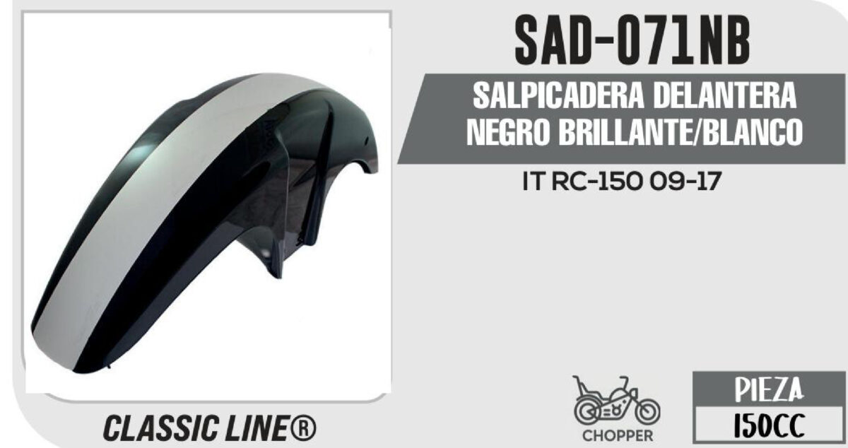 SALPICADERA DELANTERA NEGRO BRILLANTE/BLANCO