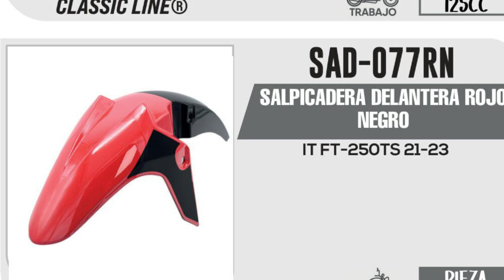 SALPICADERA DELANTERA ROJO NEGRO