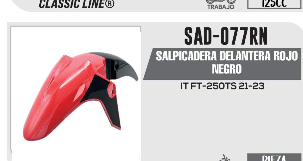 SALPICADERA DELANTERA ROJO NEGRO