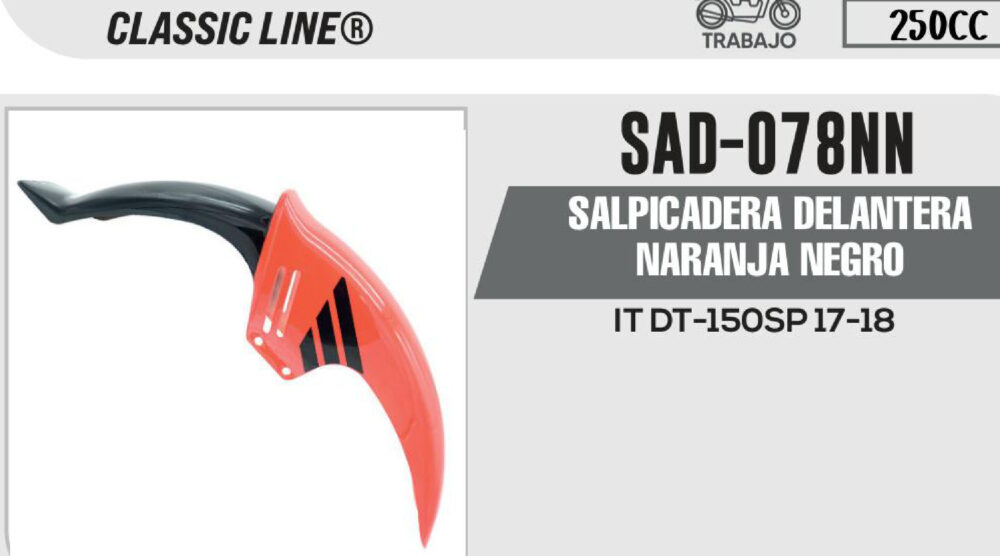 SALPICADERA DELANTERA NARANJA NEGRO
