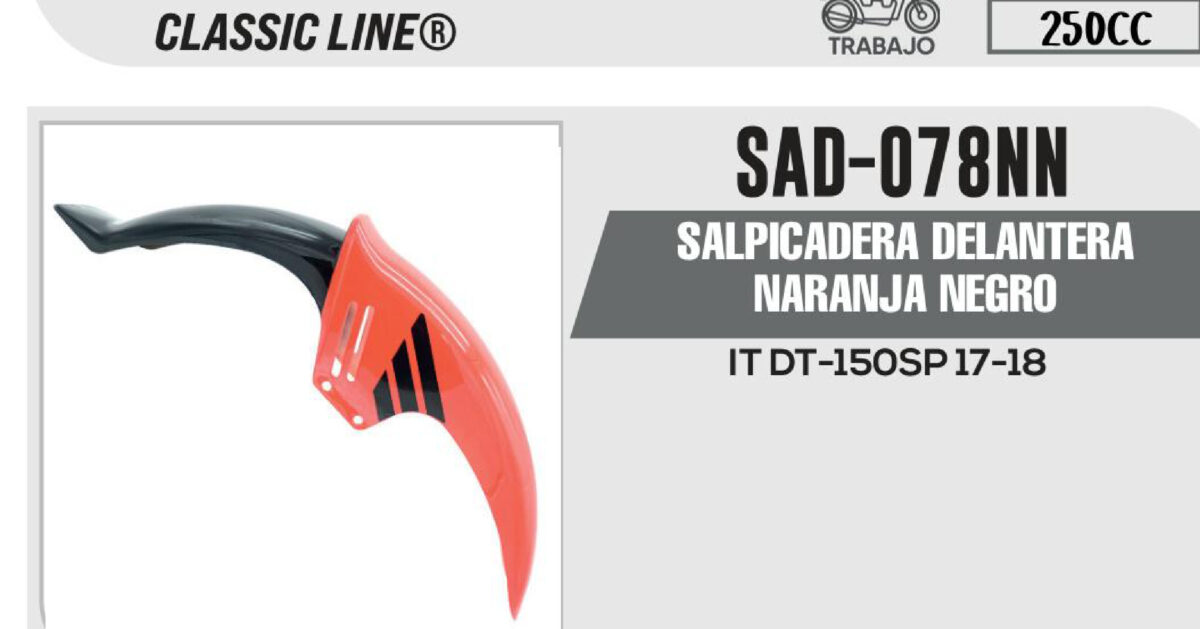 SALPICADERA DELANTERA NARANJA NEGRO