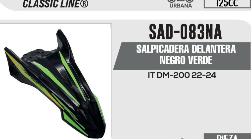 SALPICADERA DELANTERA NEGRO VERDE
