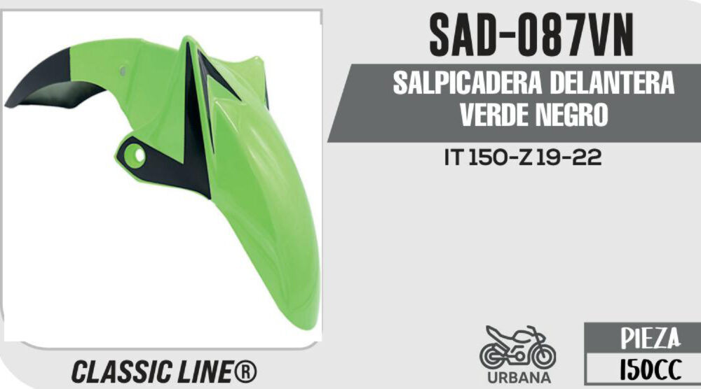 SALPICADERA DELANTERA VERDE NEGRO