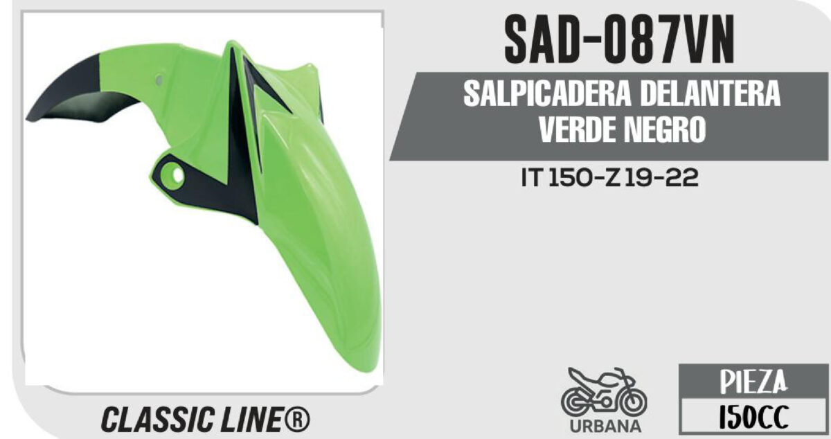 SALPICADERA DELANTERA VERDE NEGRO