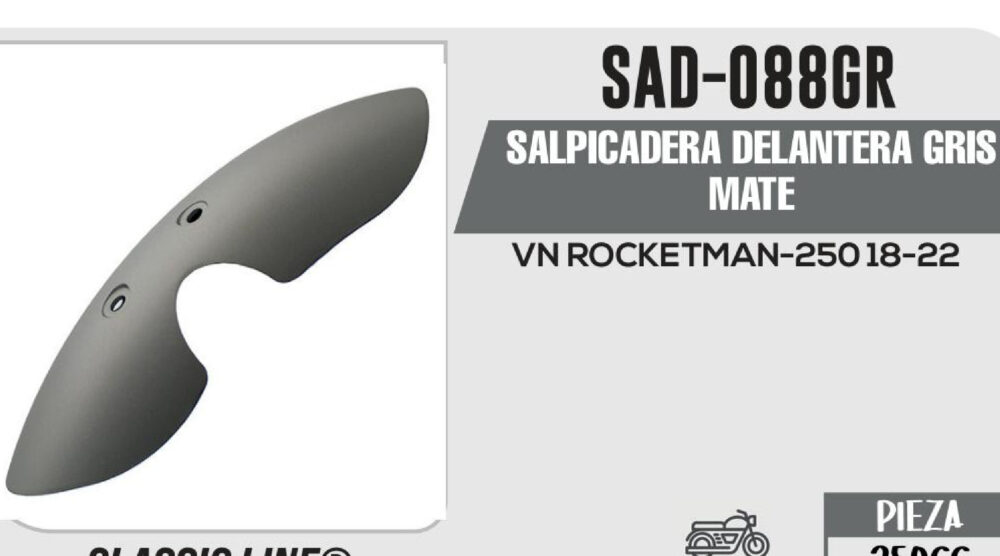 SALPICADERA DELANTERA GRIS MATE