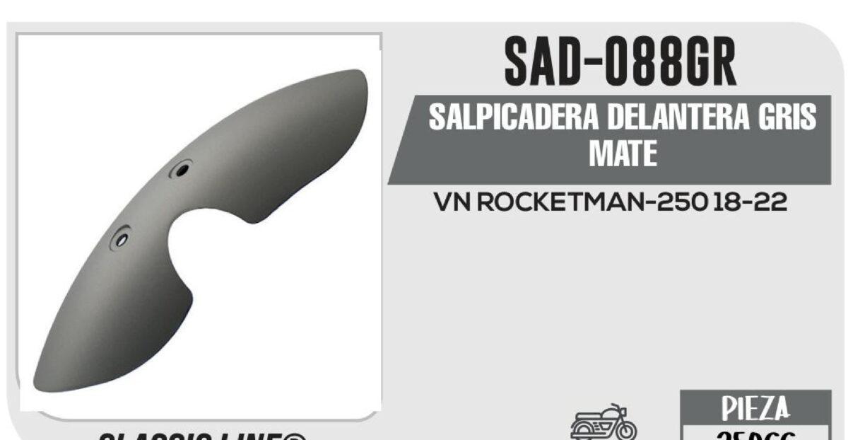 SALPICADERA DELANTERA GRIS MATE