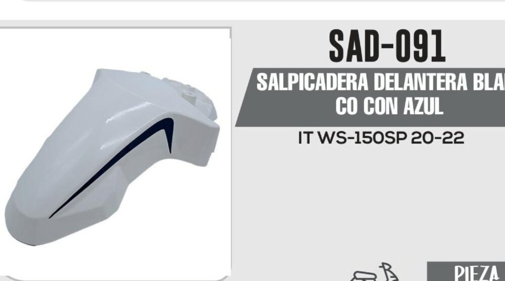 SALPICADERA DELANTERA BLANCO CON AZUL