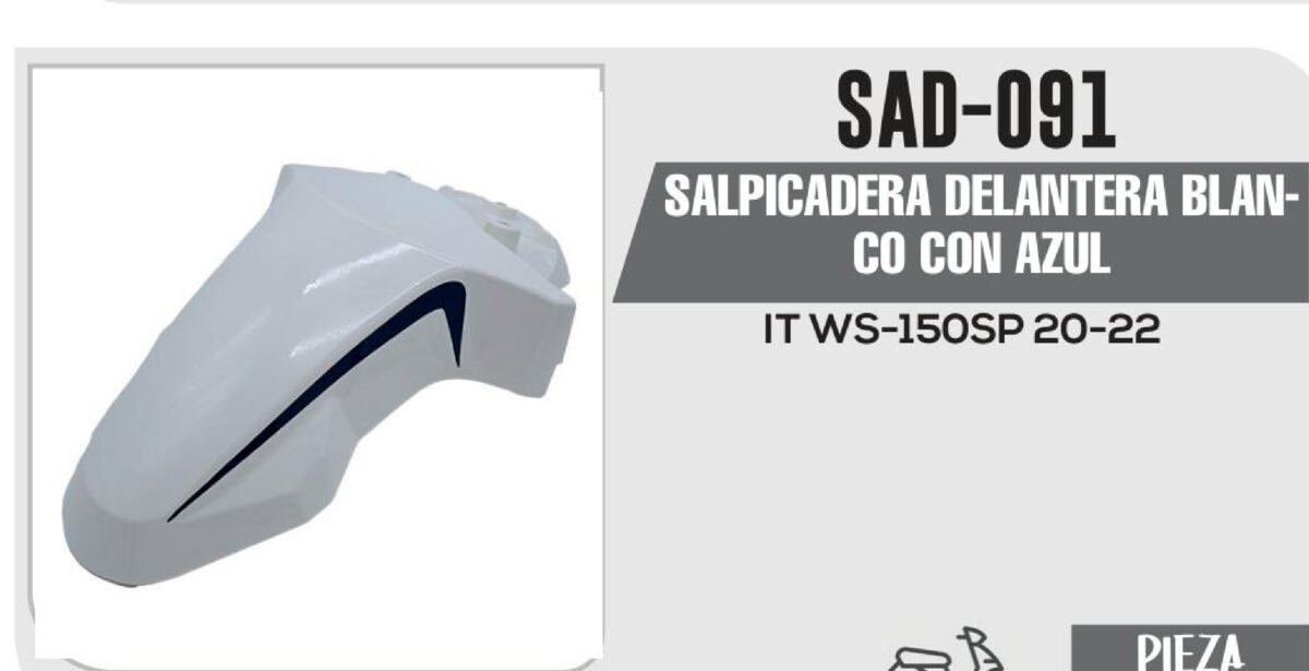 SALPICADERA DELANTERA BLANCO CON AZUL