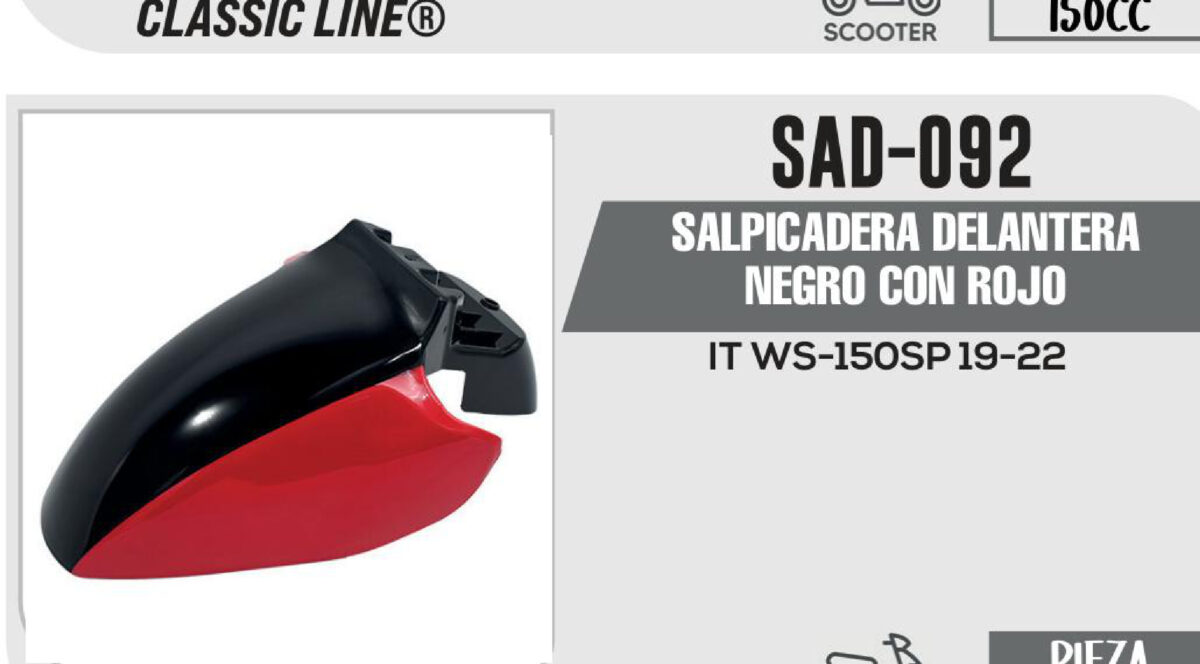 SALPICADERA DELANTERA NEGRO CON ROJO