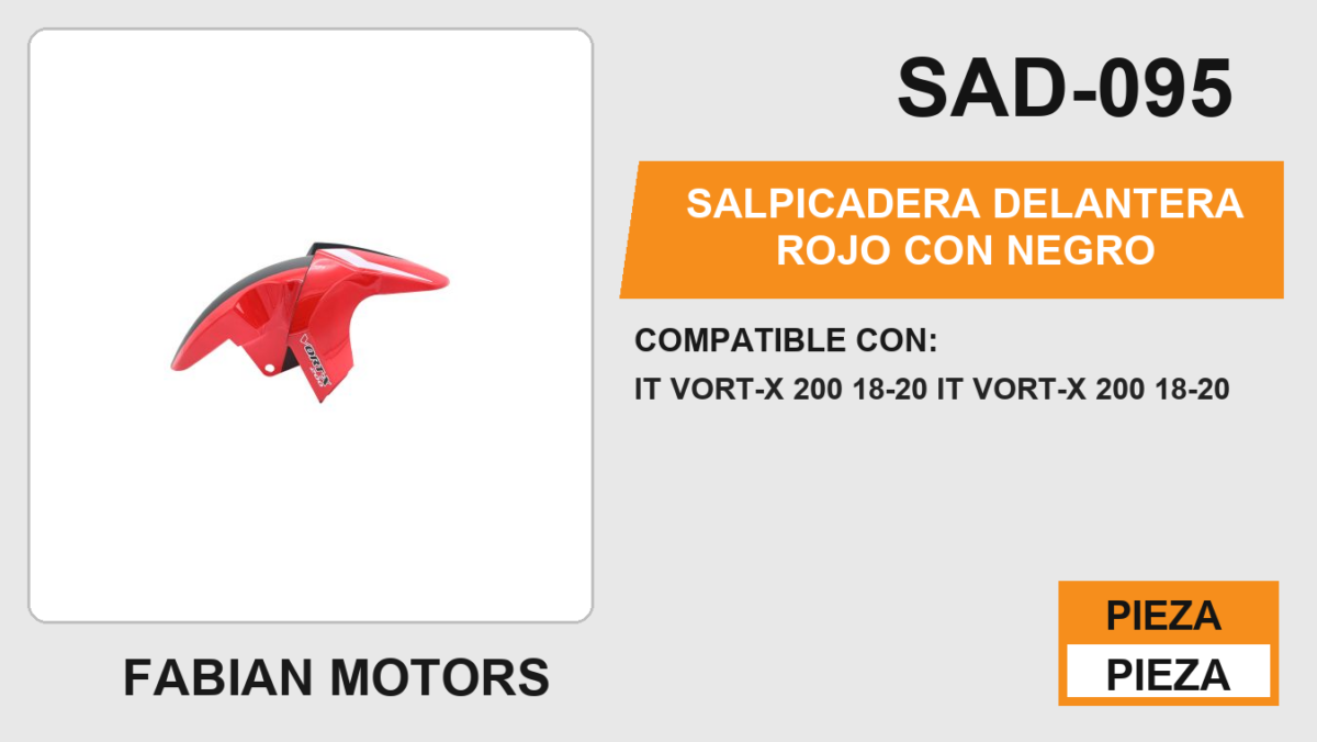 SALPICADERA DELANTERA ROJO CON NEGRO