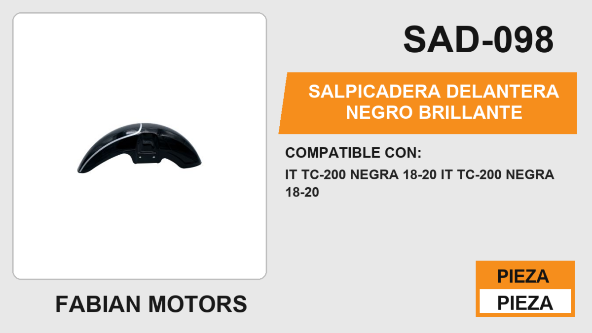SALPICADERA DELANTERA NEGRO BRILLANTE