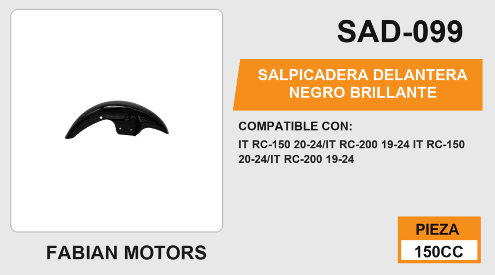 SALPICADERA DELANTERA NEGRO BRILLANTE