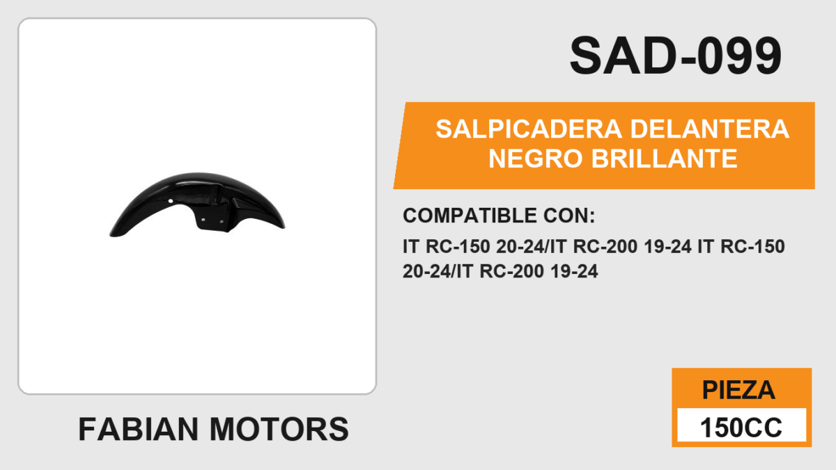 SALPICADERA DELANTERA NEGRO BRILLANTE