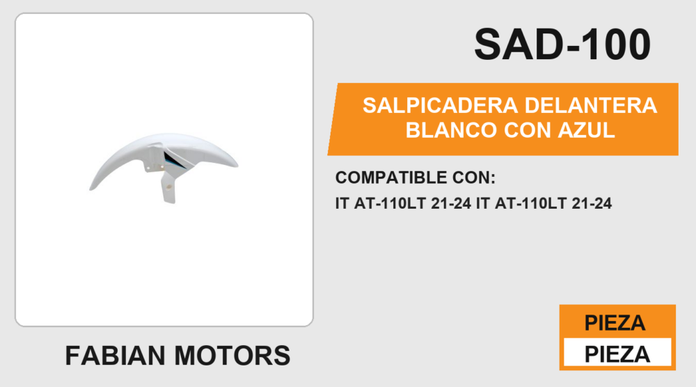 SALPICADERA DELANTERA BLANCO CON AZUL