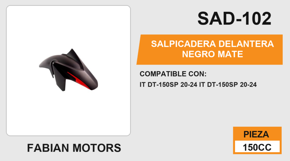 SALPICADERA DELANTERA NEGRO MATE