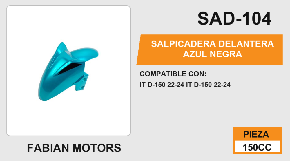 SALPICADERA DELANTERA AZUL NEGRA