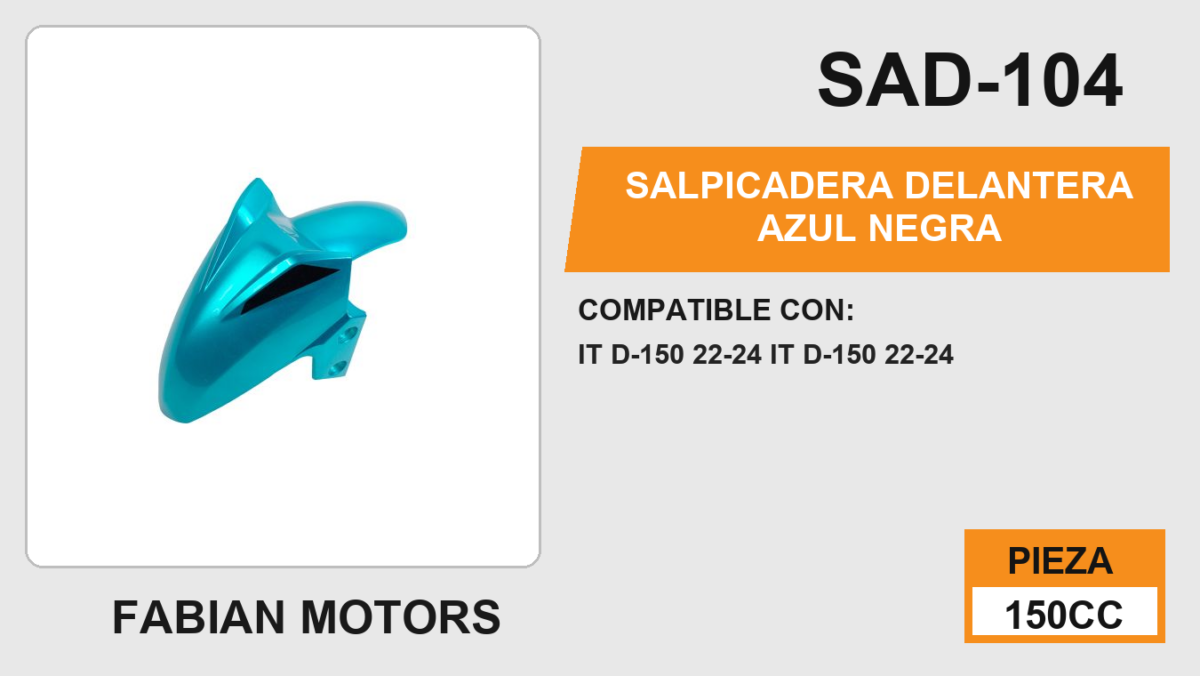 SALPICADERA DELANTERA AZUL NEGRA
