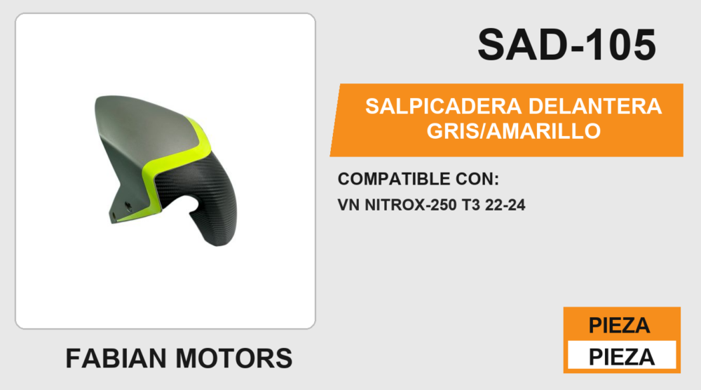SALPICADERA DELANTERA GRIS/AMARILLO