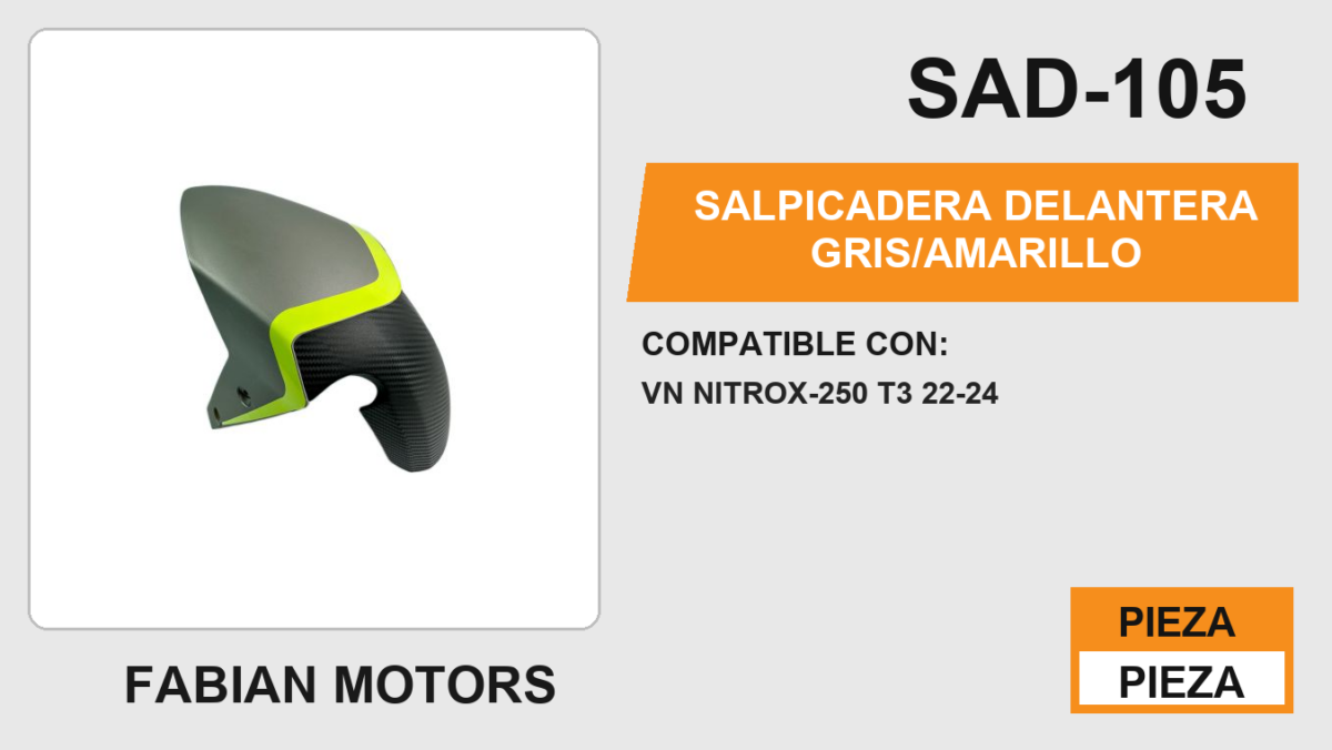 SALPICADERA DELANTERA GRIS/AMARILLO