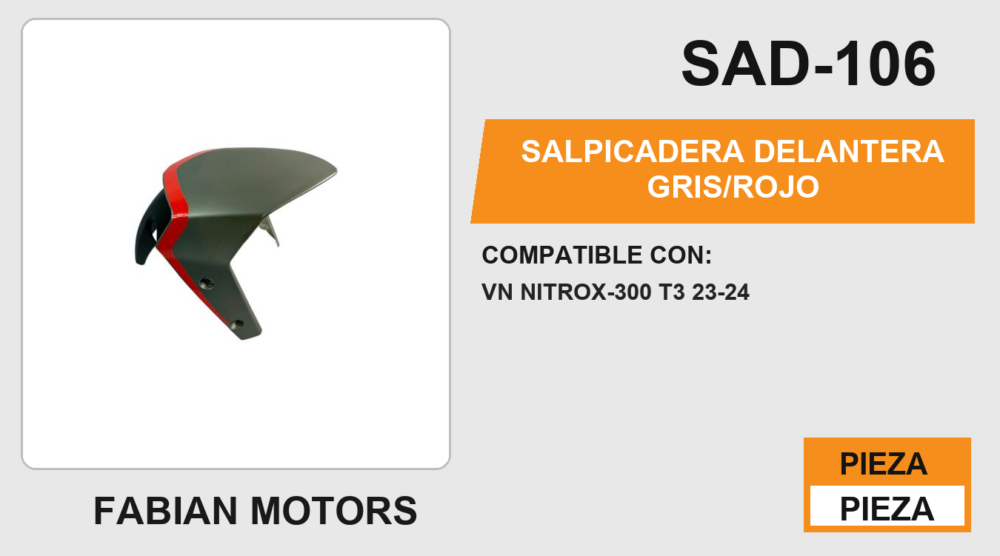 SALPICADERA DELANTERA GRIS/ROJO