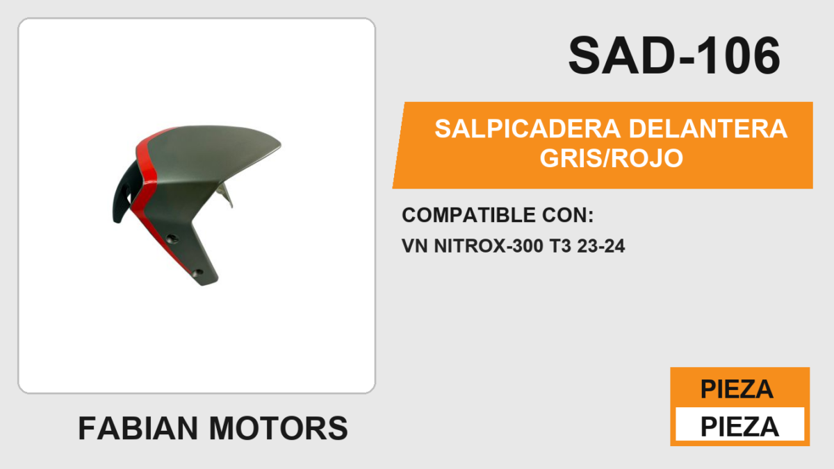 SALPICADERA DELANTERA GRIS/ROJO