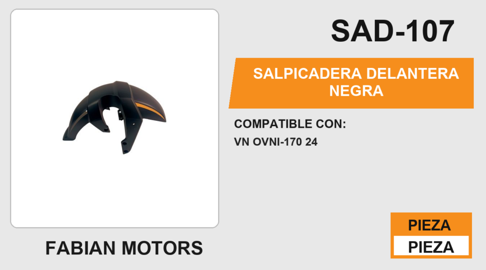 SALPICADERA DELANTERA NEGRA