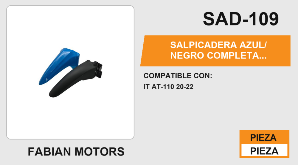 SALPICADERA AZUL/ NEGRO COMPLETA  DELANTERA