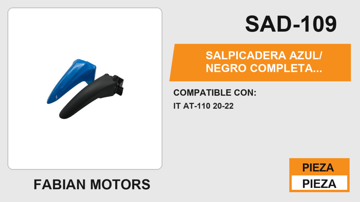 SALPICADERA AZUL/ NEGRO COMPLETA  DELANTERA