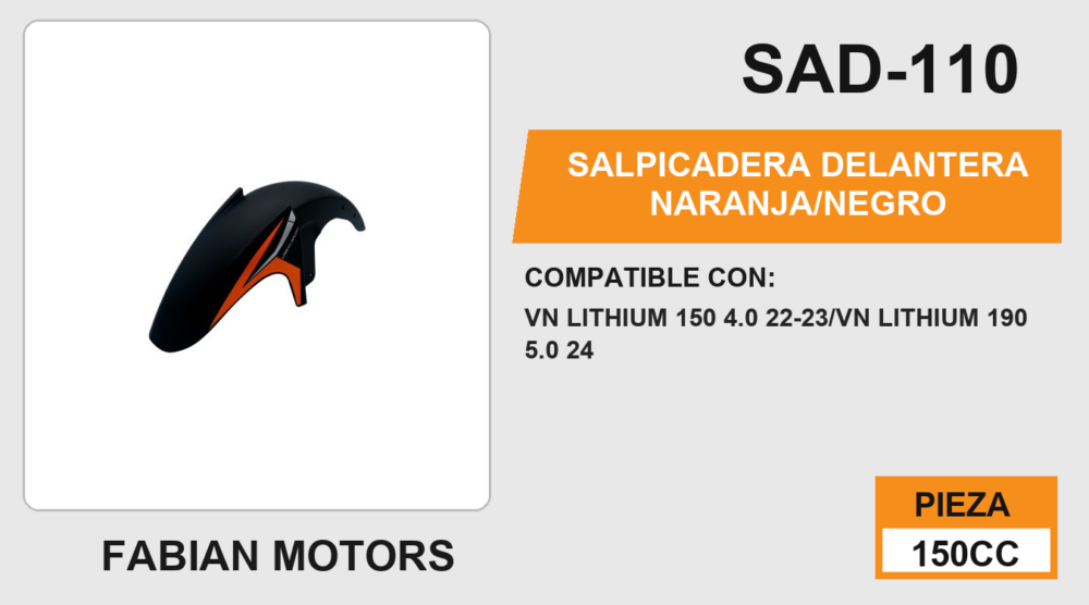 SALPICADERA DELANTERA NARANJA/NEGRO