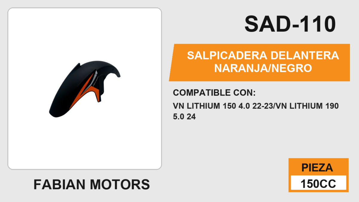 SALPICADERA DELANTERA NARANJA/NEGRO