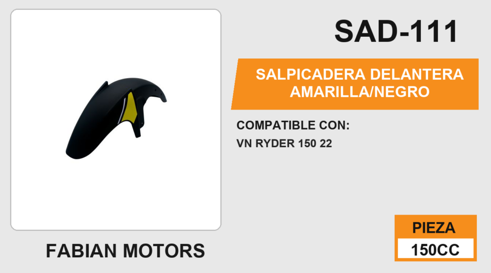 SALPICADERA DELANTERA AMARILLA/NEGRO