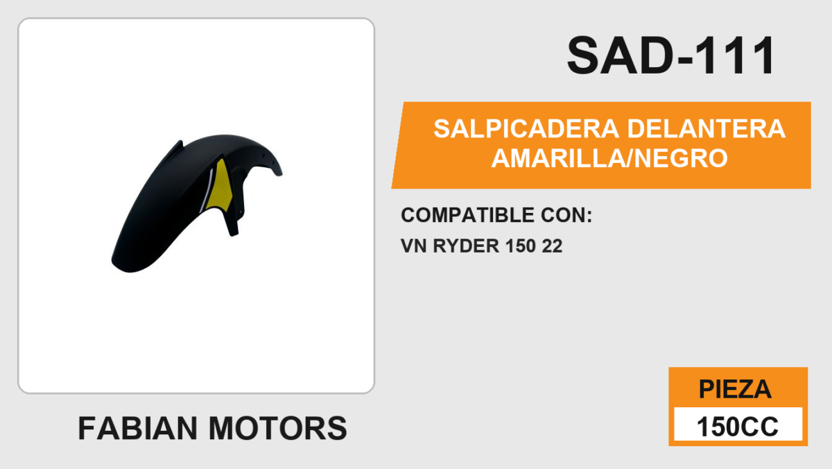 SALPICADERA DELANTERA AMARILLA/NEGRO