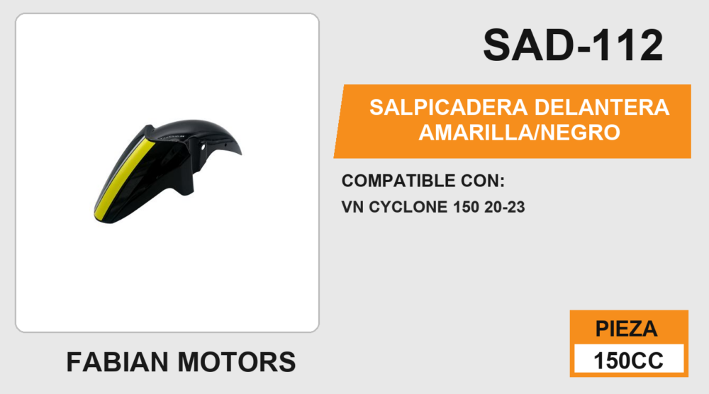 SALPICADERA DELANTERA AMARILLA/NEGRO