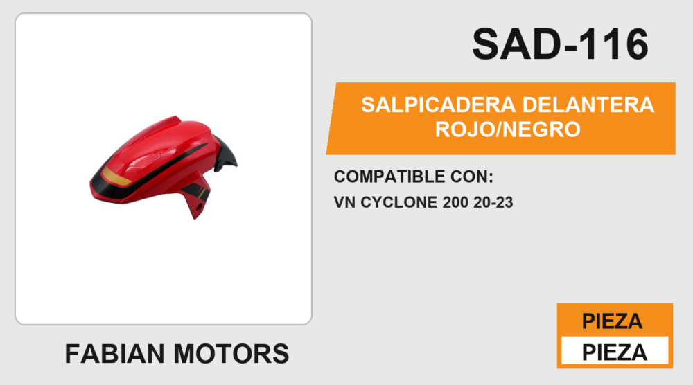 SALPICADERA DELANTERA ROJO/NEGRO