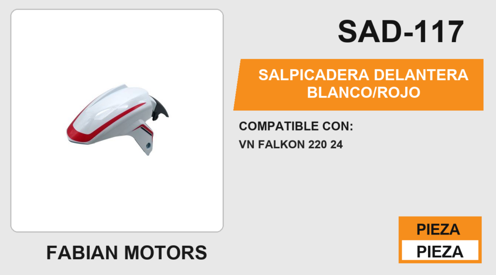 SALPICADERA DELANTERA BLANCO/ROJO