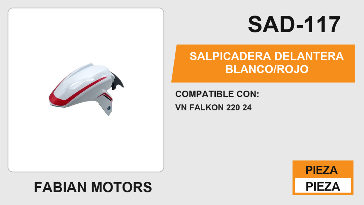 SALPICADERA DELANTERA BLANCO/ROJO