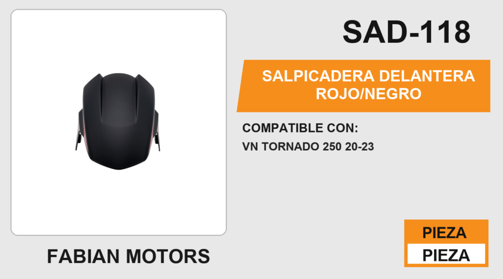 SALPICADERA DELANTERA ROJO/NEGRO